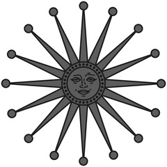 antique sun illustration; vintage solar depiction