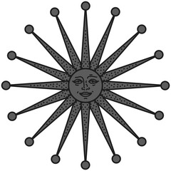 antique sun illustration; vintage solar depiction