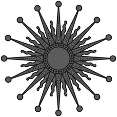 antique sun illustration; vintage solar depiction