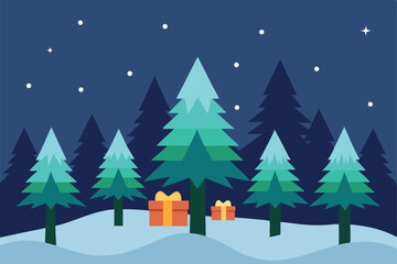 Fototapeta premium winter landscape with christmas tree
