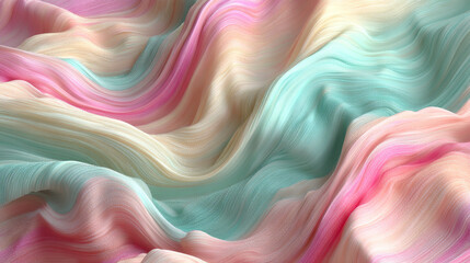 Flowing Pastel Silk-Like Waves with Sparkling Particle Details in Abstract Art Style