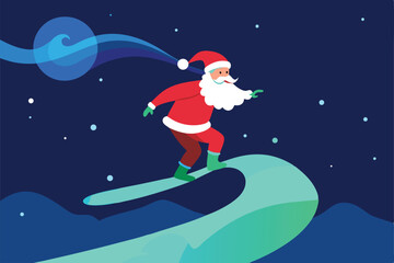 Naklejka premium santa claus riding a sledge
