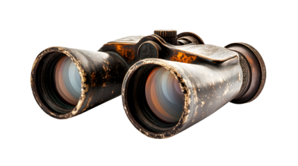 Vintage Binoculars Isolated on White Background for Professional Use