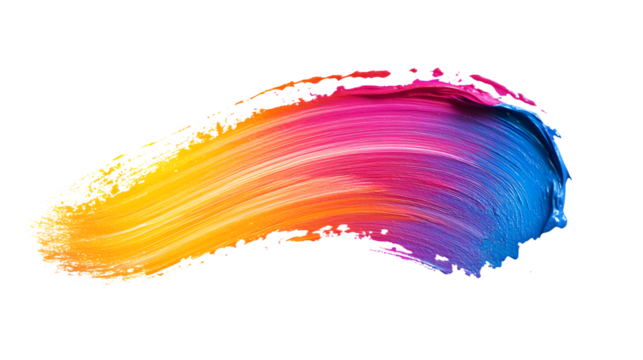Vibrant Paint Brush Stroke on White Background - Creative Artistic Design