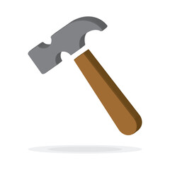 3d colorful Hammer isolated on white background. 3D Hammer for web, app, logo, UI.tool for industrial workers. Equipment for repair and reconstruction. Vector illustration, EPS 10.