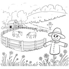 Obraz premium Cozy Farm Coloring Pages For Kids