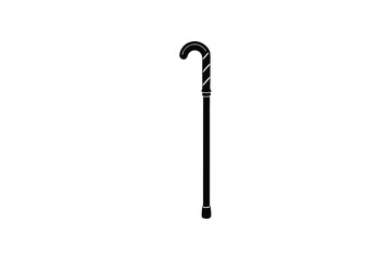 Silhouette art illustration of a traditional walking cane.eps