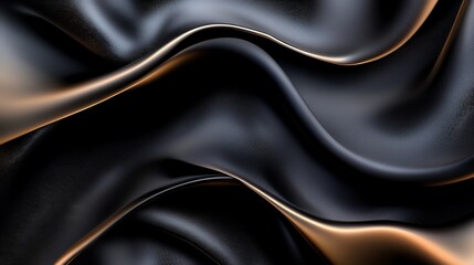 Black Fabric Waves with Gold Highlights