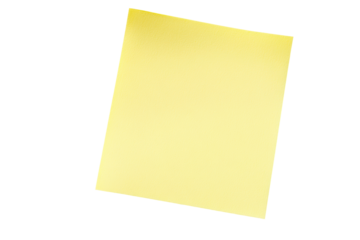 Yellow sticky post it note isolated on white background in transparent png format for easy use