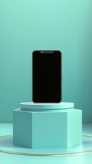 Modern Smartphone Showcase on Teal Platform