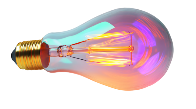 Detailed Classic Glowing Filament Light Bulb