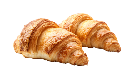 Fresh Croissants Isolated on White Background for Bakery Display and Menu Design