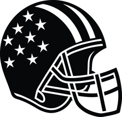 Classic American Football Helmet Silhouette Bold Black Minimalist Design Perfect for Independence Day