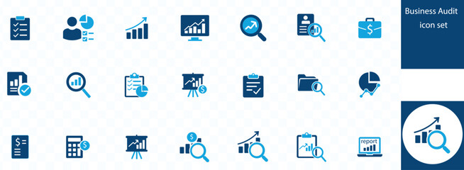 Business Audit icon set . Review document icon vector illustration. Business analysis concept