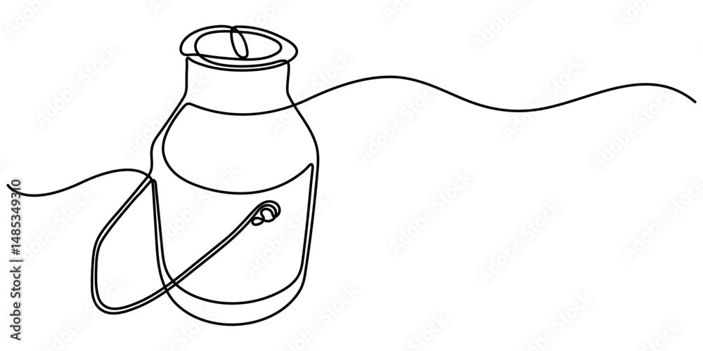 Fototapete milk drum continuous one line drawing, the milk can is drawn in one line. continuous line. minimalis