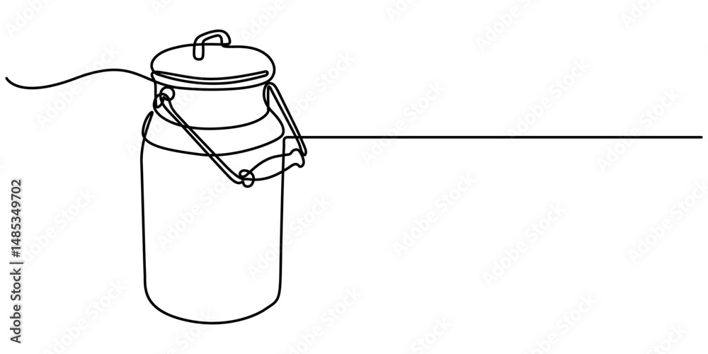 Fototapete milk drum continuous one line drawing, the milk can is drawn in one line. continuous line. minimalis