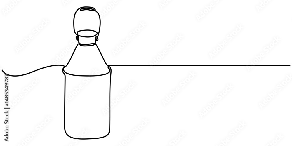 Fototapete milk drum continuous one line drawing, the milk can is drawn in one line. continuous line. minimalis
