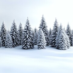 Fototapeta premium Snowy Forest Landscape Illustration