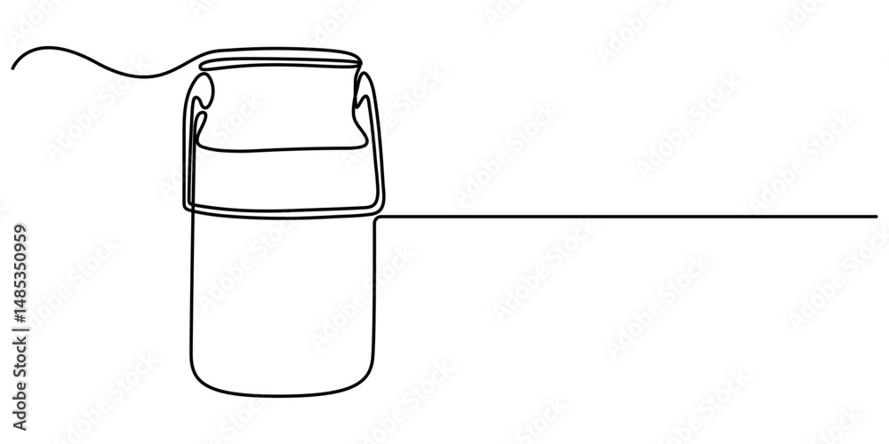 Fototapete milk drum continuous one line drawing, the milk can is drawn in one line. continuous line. minimalis