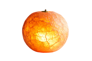 a orange with a cracky surface on it