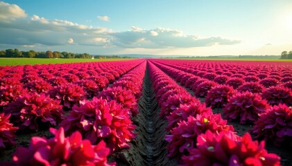 Vast beet field, northern France Autumn harvest approaching , beta vulgaris, ground