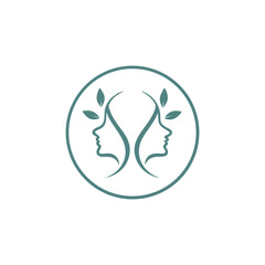 Mental Health vector silhouette with green nature and yoga style 