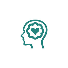 Mental Health vector silhouette with green nature and yoga style 