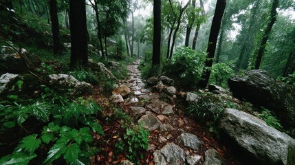 Forest path after rain