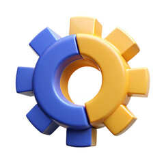 Broken gear icon split into two halves, system error symbol