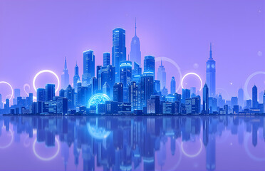 Obraz premium Digital - Inspired Cityscape with Futuristic Elements