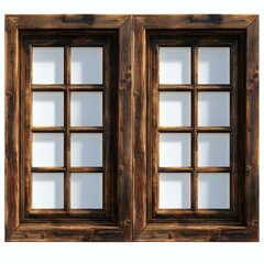 Antique Wooden Double-Hung Windows with Divided Lights