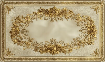 Elegant floral decorative design digital artwork luxurious gold accents vintage style close-up view artistic concept