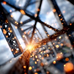 Welding Wonders: A Burst of Sparks Illuminating Steel Structures with a Bokeh of Warm Hues
