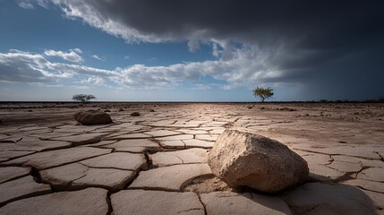 scattered plants across volcanic island flatlands