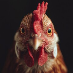 Close-up portrait of a curious domestic fowl.
