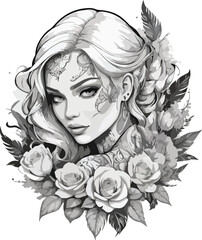 girl with flowers tattoo