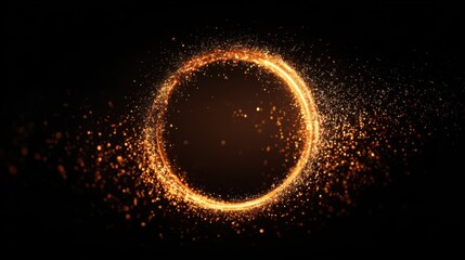 A stunning image of fire sparkle circle on black background.