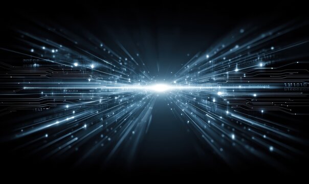 Dynamic light patterns digital realm visual art futuristic environment abstract viewpoint technology concept