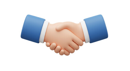 Handshake illustration business deal partnership agreement cooperation success 3d render isolated on black