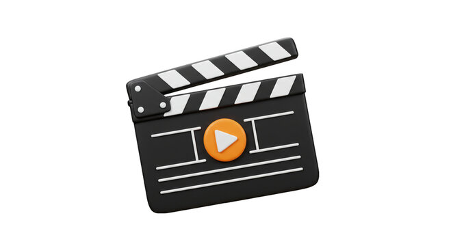 Movie clapperboard film production 3d render cinema industry video editing and filmmaking equipment tool