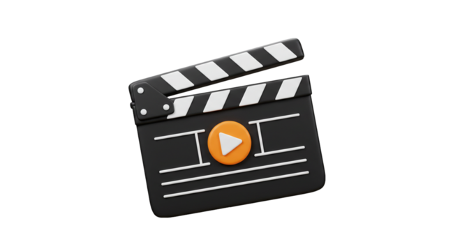 Movie clapperboard film production 3d render cinema industry video editing and filmmaking equipment tool