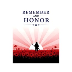 Naklejka premium Memorial Day flyer, greeting card, backdrop. Commemorate and pay tribute. Vector art