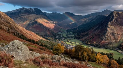 Obraz premium Autumnal mountain valley view