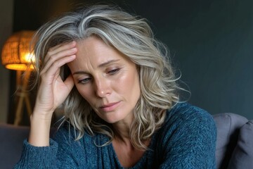 Obraz premium Worried Mature Caucasian Woman Portrait