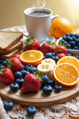 breakfast with waffles and berries