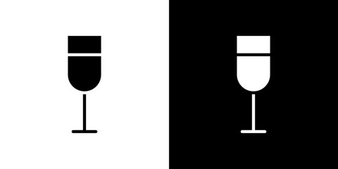 Wine glass icon flat vectors set. black and white