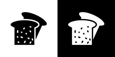 White bread icon flat vectors set. black and white