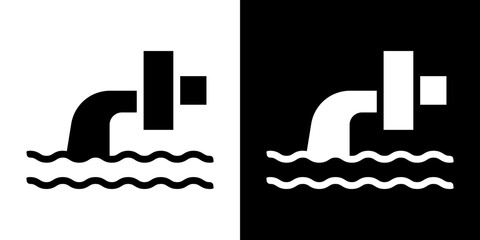 Waste water icon flat vectors set. black and white