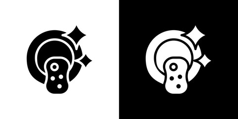 Washing dishes icon flat vectors set. black and white