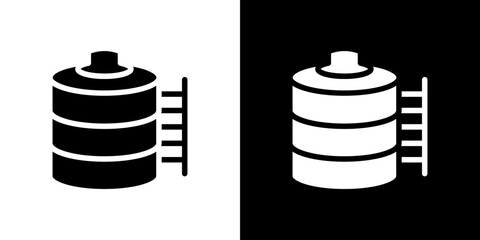 Water tank icon flat vectors set. black and white